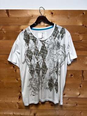 Y2k LL Cool J Legendary Icon White Argyle Filigree Streetwear t-shirt large